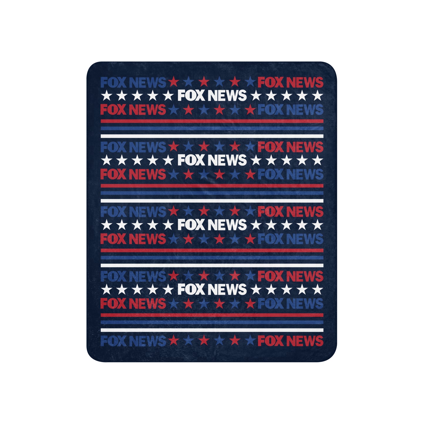 A clean product studio shot highlighting the texture and branding of the FOX News sherpa blanket.