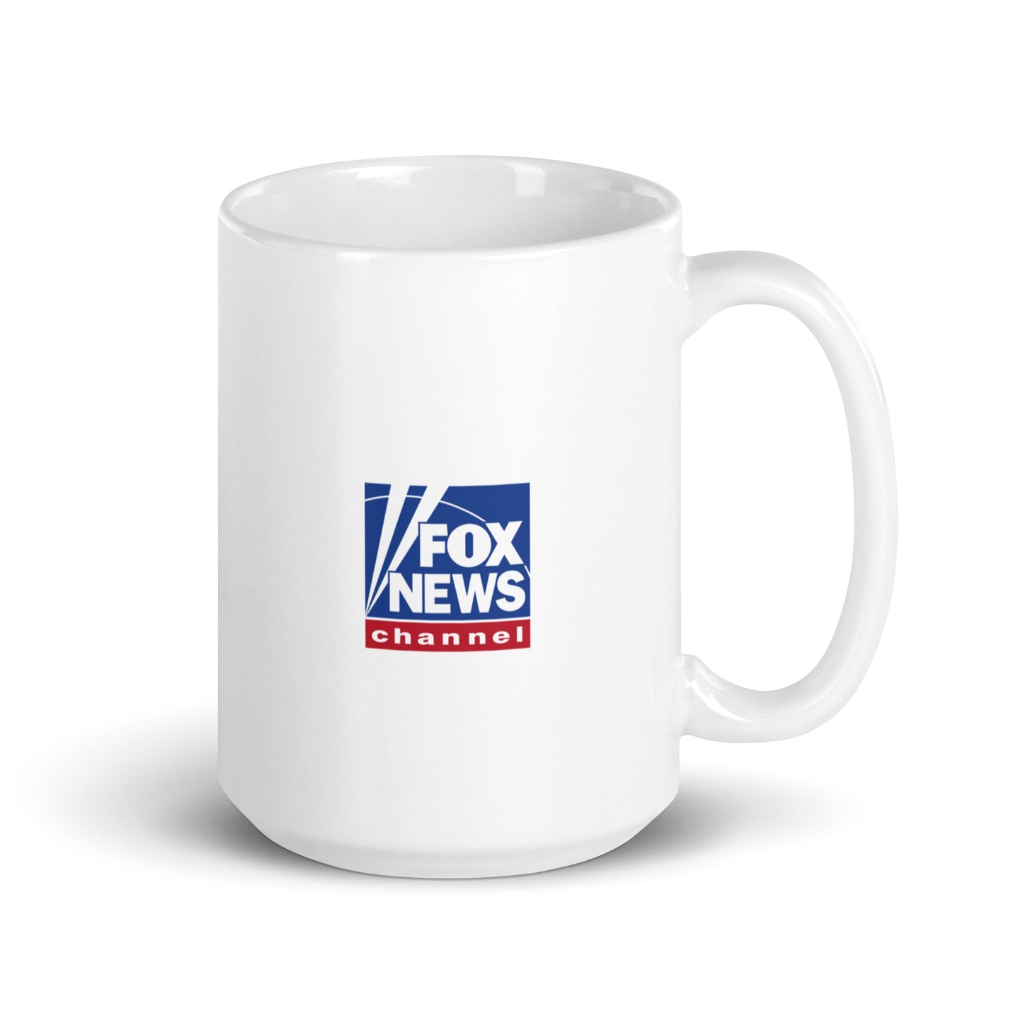 Two sizes of the *FOX News* *Proud American* Dad Mug shown side-by-side in a well-lit home kitchen environment.