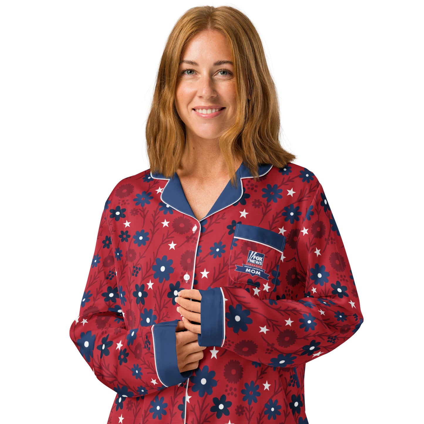 The *FOX News* *Proud American* Mom pajama top shown from a side angle to display the sleeve construction.