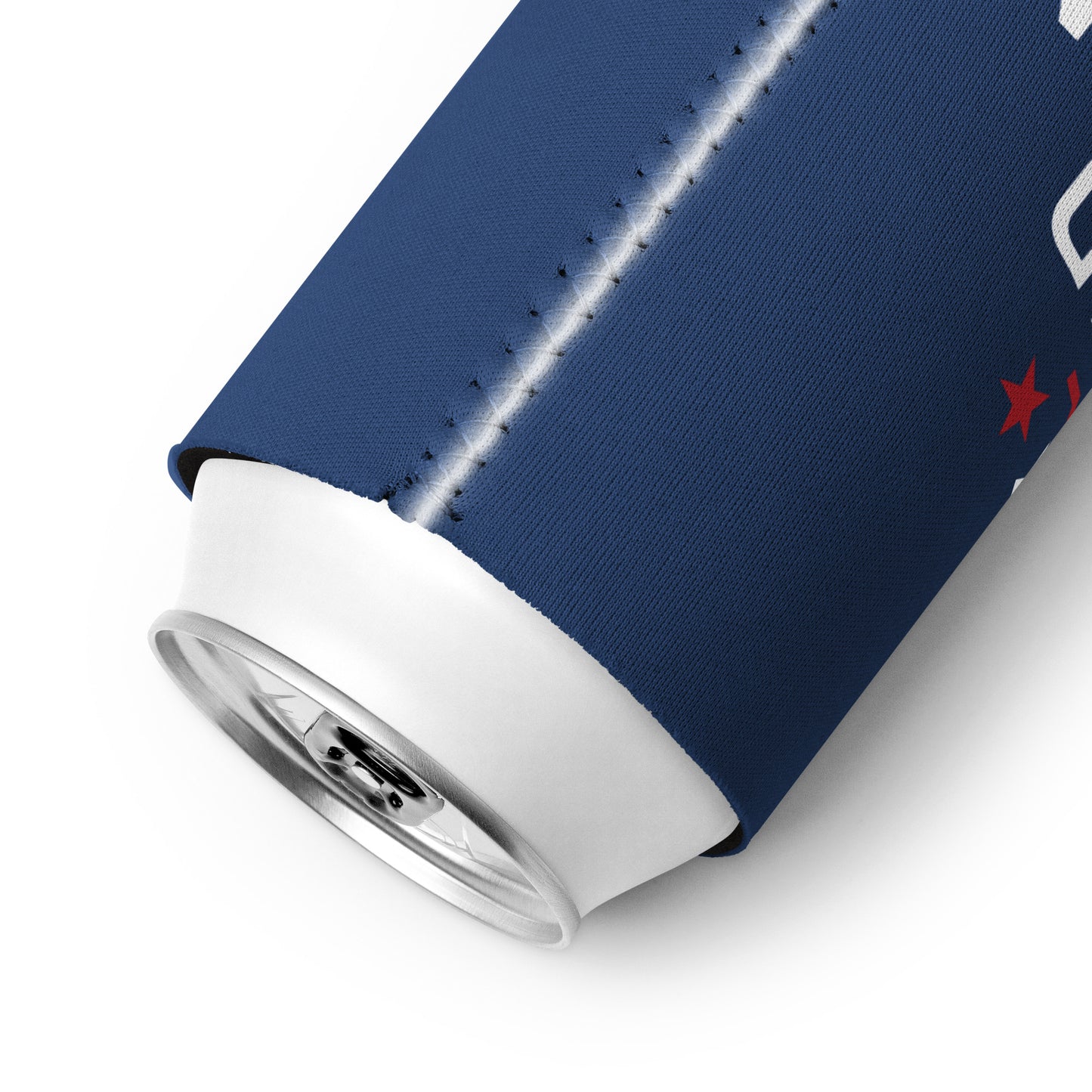 An overhead view of the FOX News can cooler placed alongside outdoor grilling accessories during a sunny afternoon gathering.