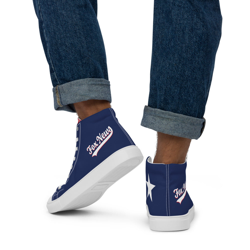 Full studio product shot of the FOX News Men's High Top Canvas Shoes against a clean neutral background.