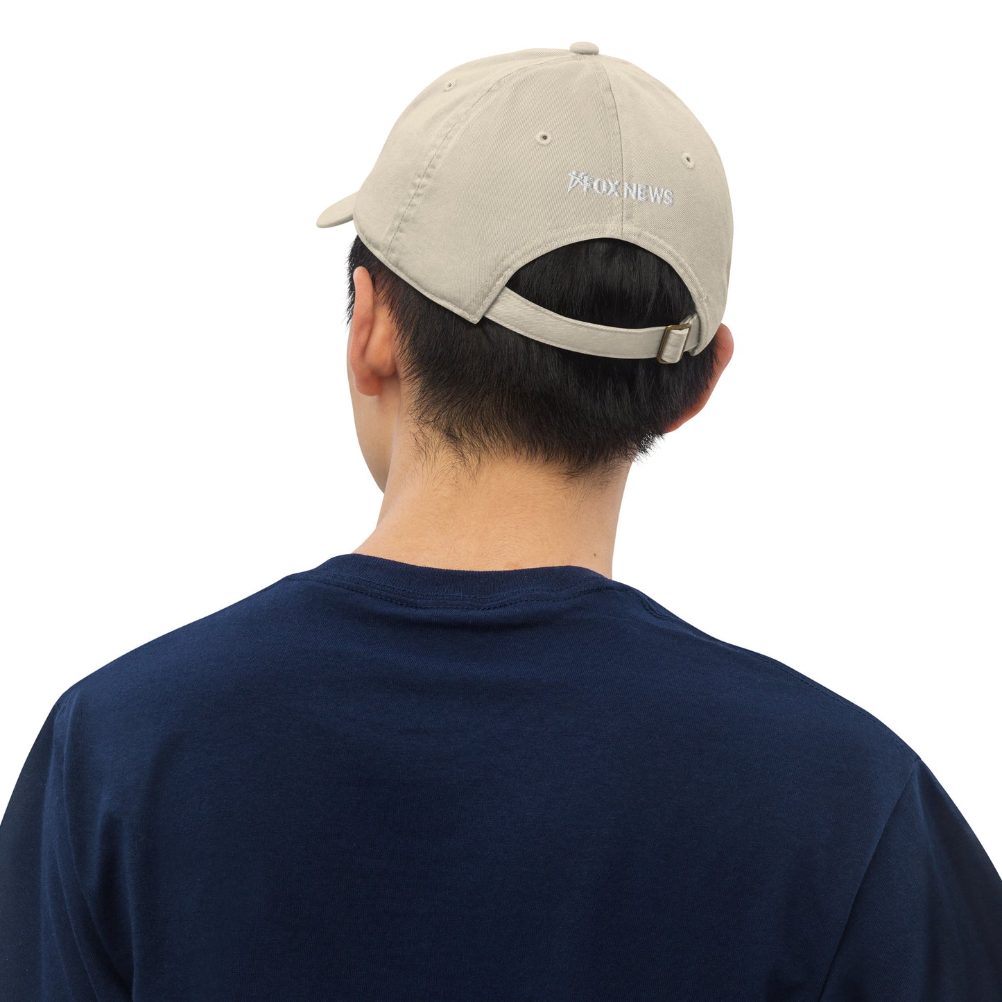 Back view of the adjustable strap closure on the FOX News baseball cap