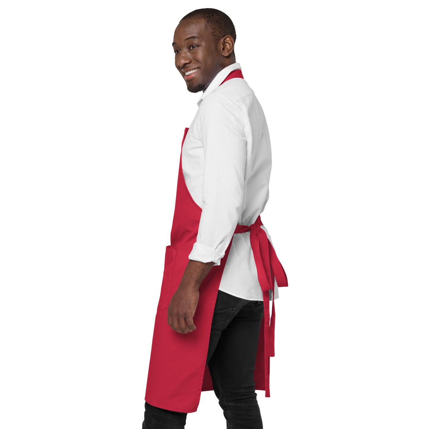 An inviting backyard barbecue setting featuring the FOX News Proud American Dad apron
