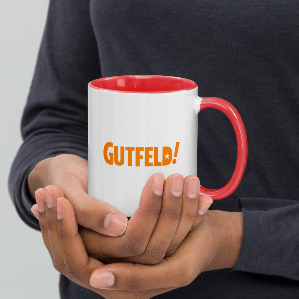 Studio shot of the Gutfeld! Hearts Two-tone Mug against a neutral background showing the high-quality finish and design.