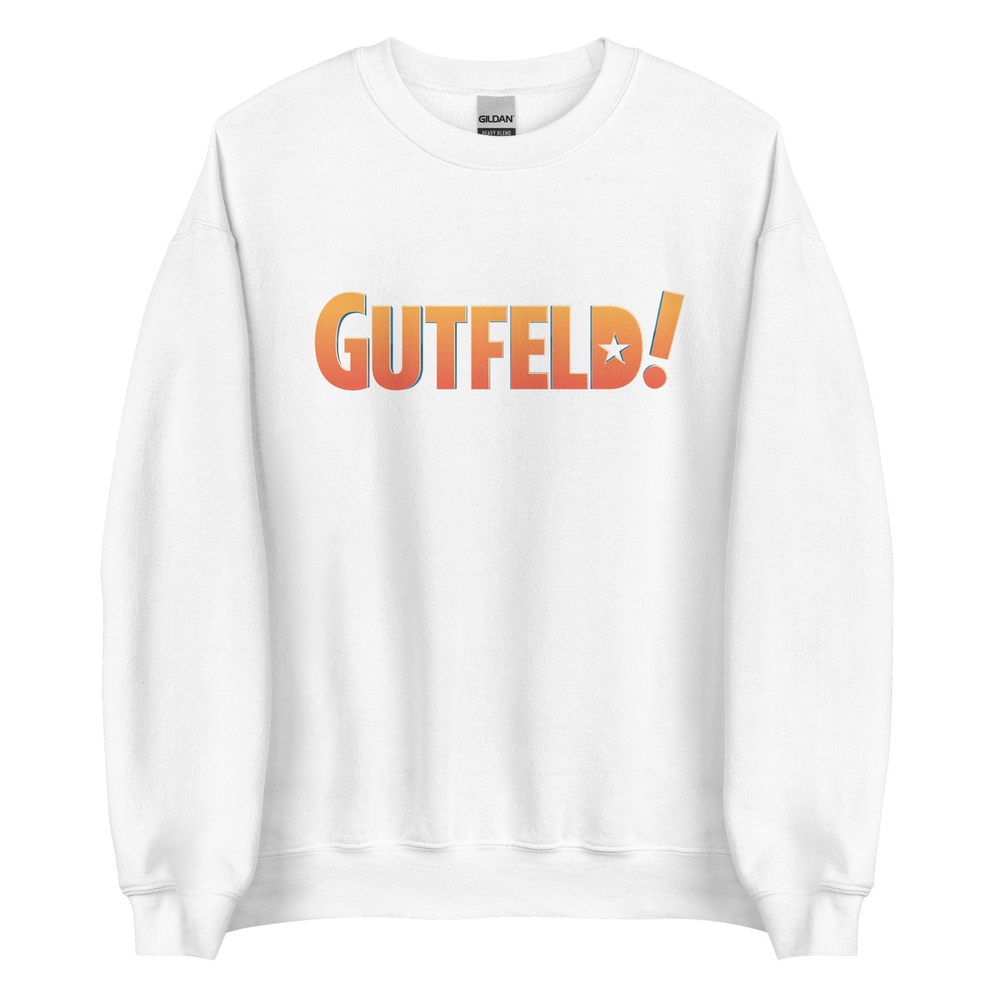 A lifestyle shot of a patriot wearing the Gutfeld! sweatshirt during a morning coffee session.