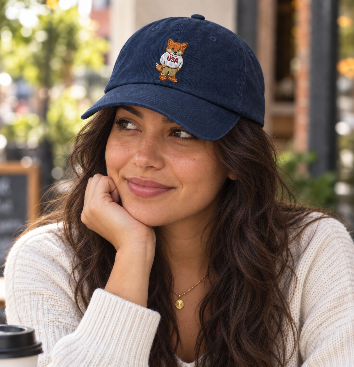 Close-up detail view of the premium USA embroidery and clean stitching on the front of the FOX News hat