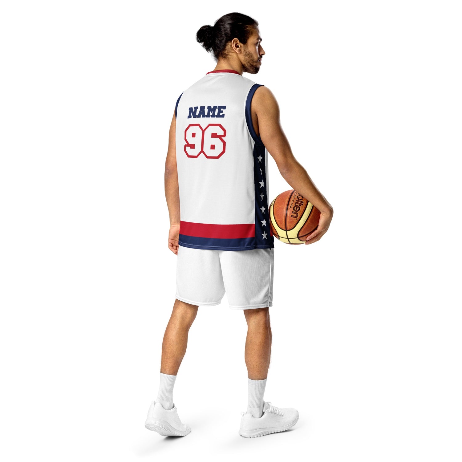Rear view of the *FOX News* jersey showing the breathable mesh fabric and personalized numbering.
