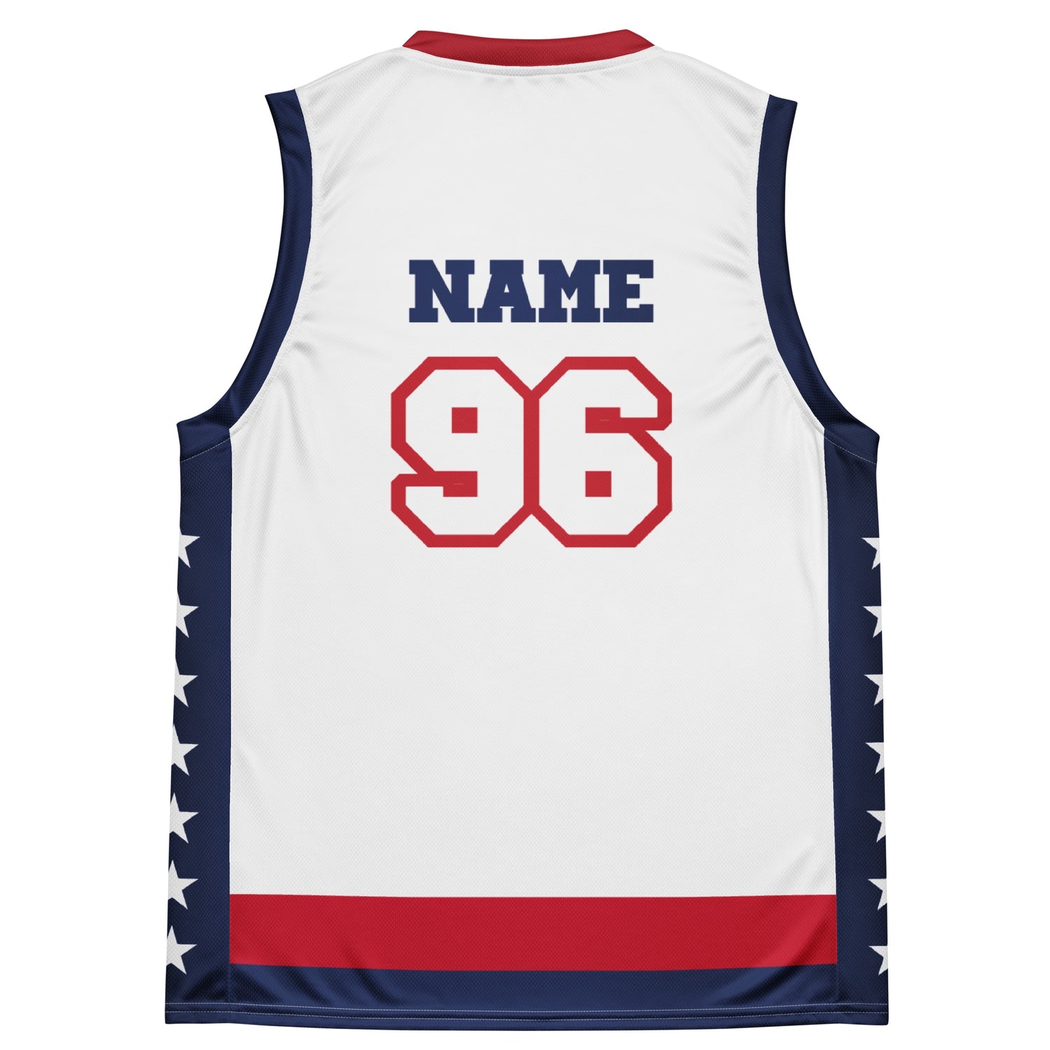 Close-up of the crisp *FOX News* logo and custom name field on the front of the sports jersey.