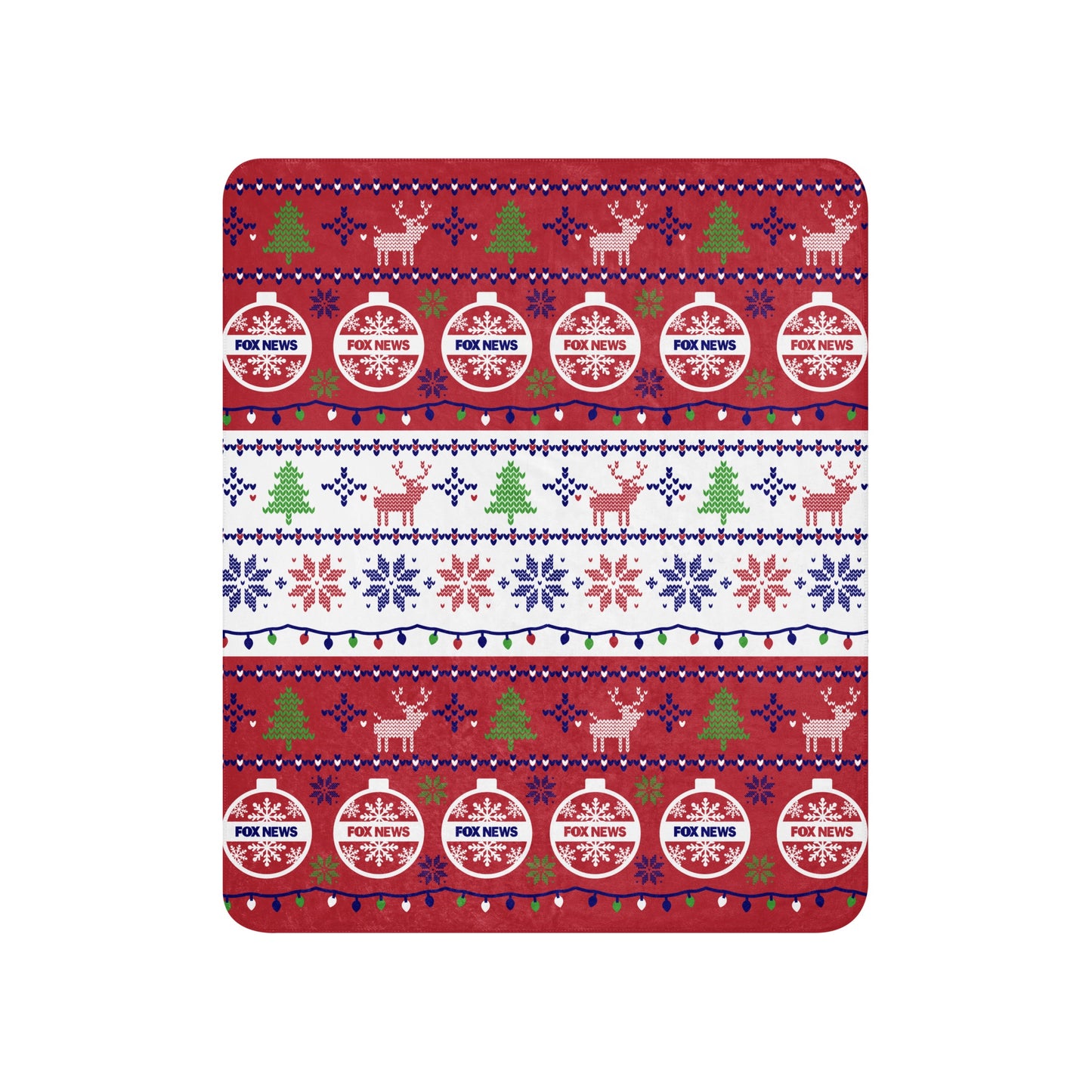 Detailed view of the premium sherpa backing and soft fabric texture of the FOX News Holiday Sherpa Blanket.