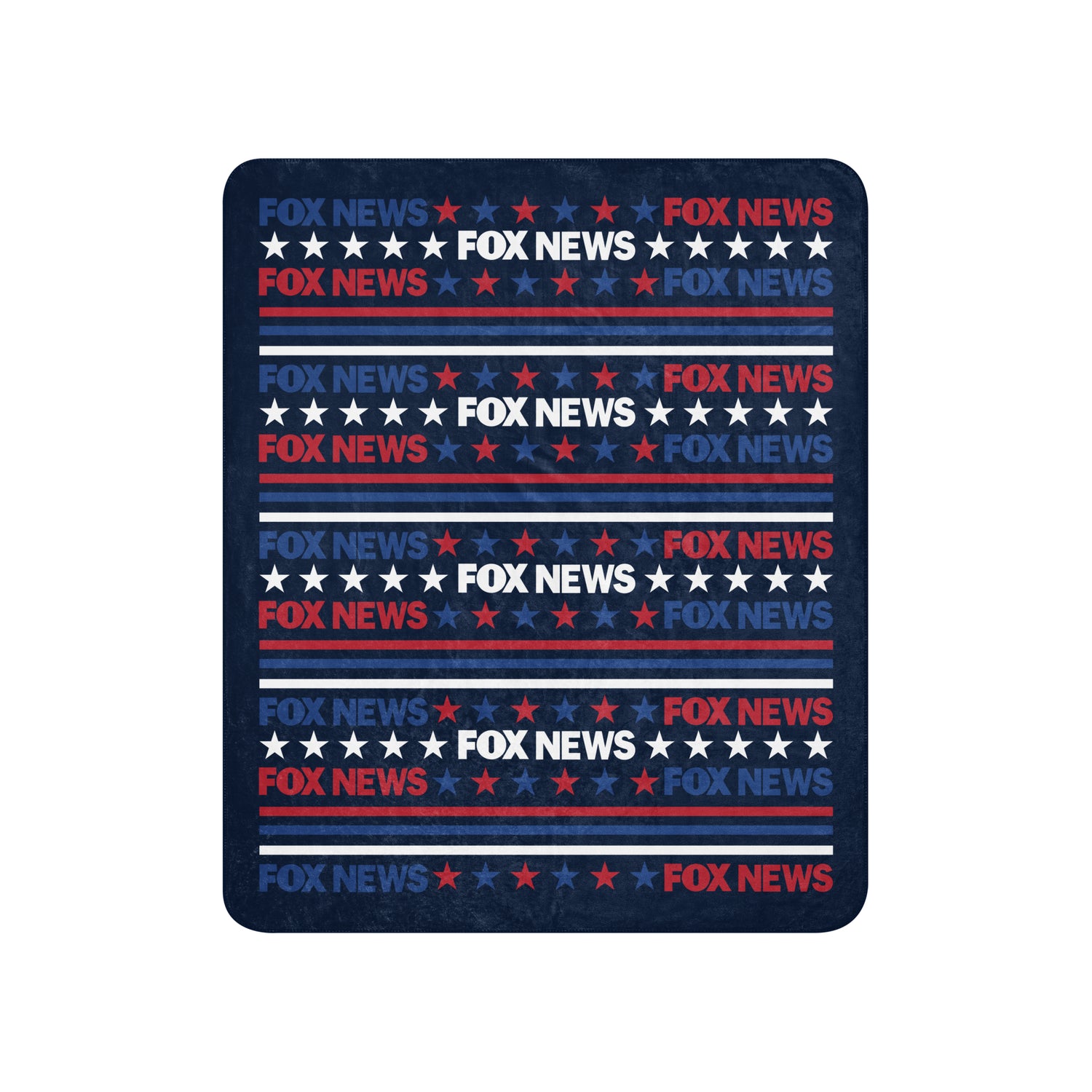 A clean product studio shot highlighting the texture and branding of the FOX News sherpa blanket.