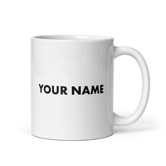 Close-up of the crisp FOX News Jesse Watters Primetime logo and personalized text on a white ceramic mug.