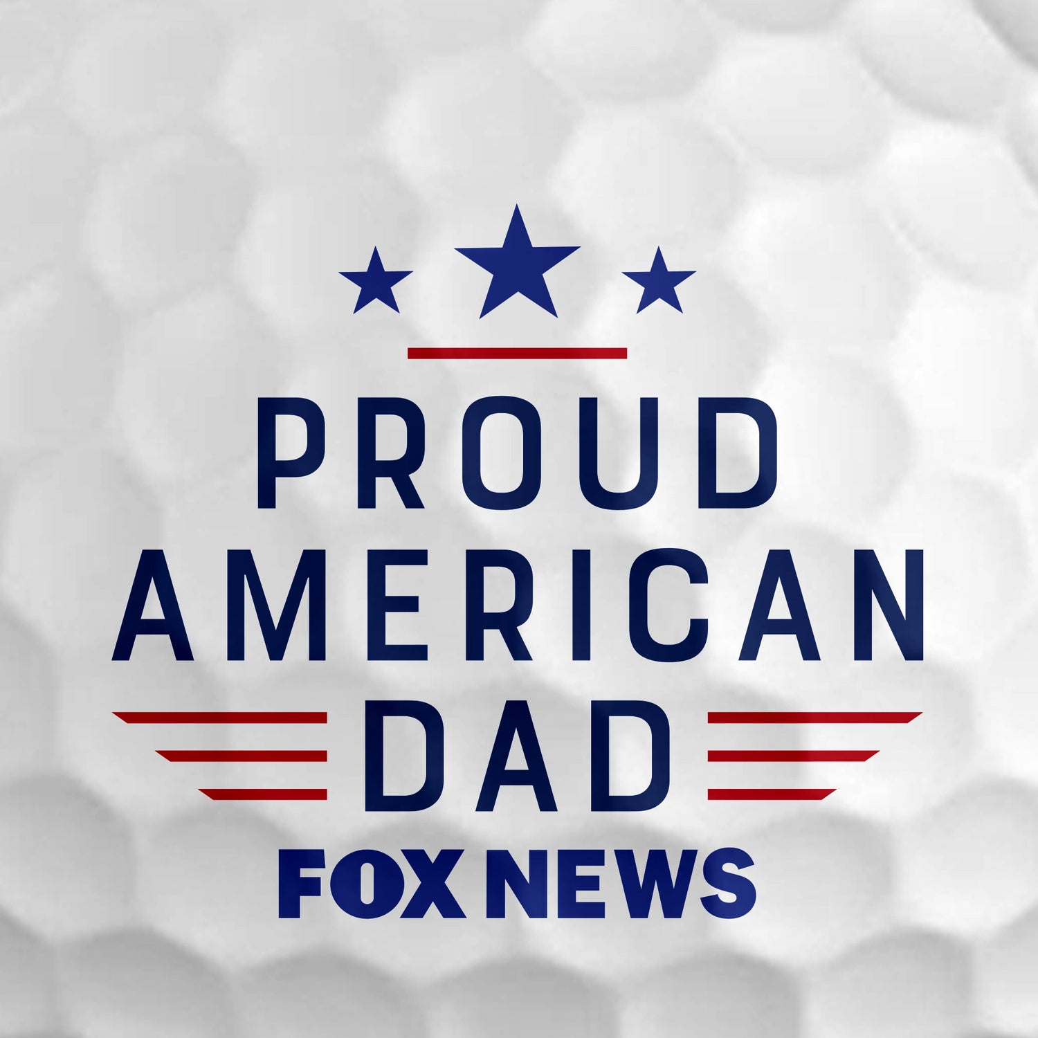 Close-up of the Proud American Dad design on a high-quality golf ball from the FOX News collection.