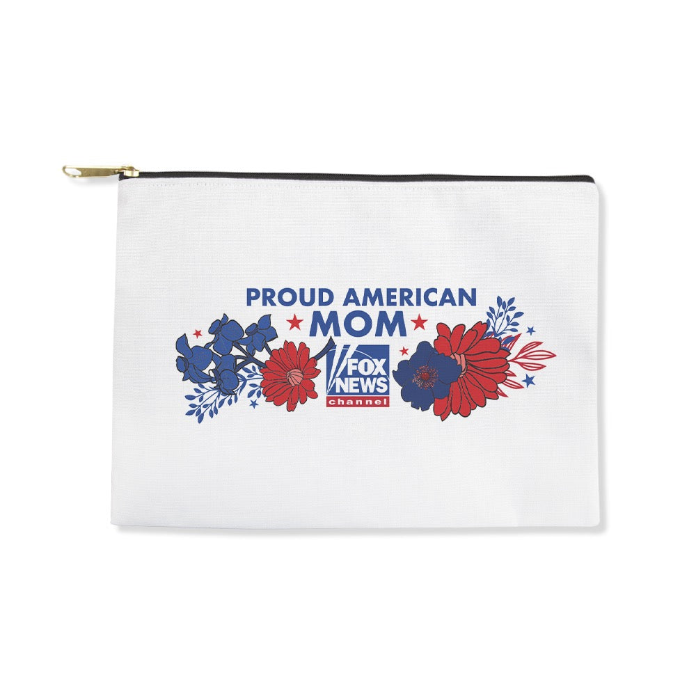 The *FOX News* Proud American Mom bag displayed on a modern vanity.