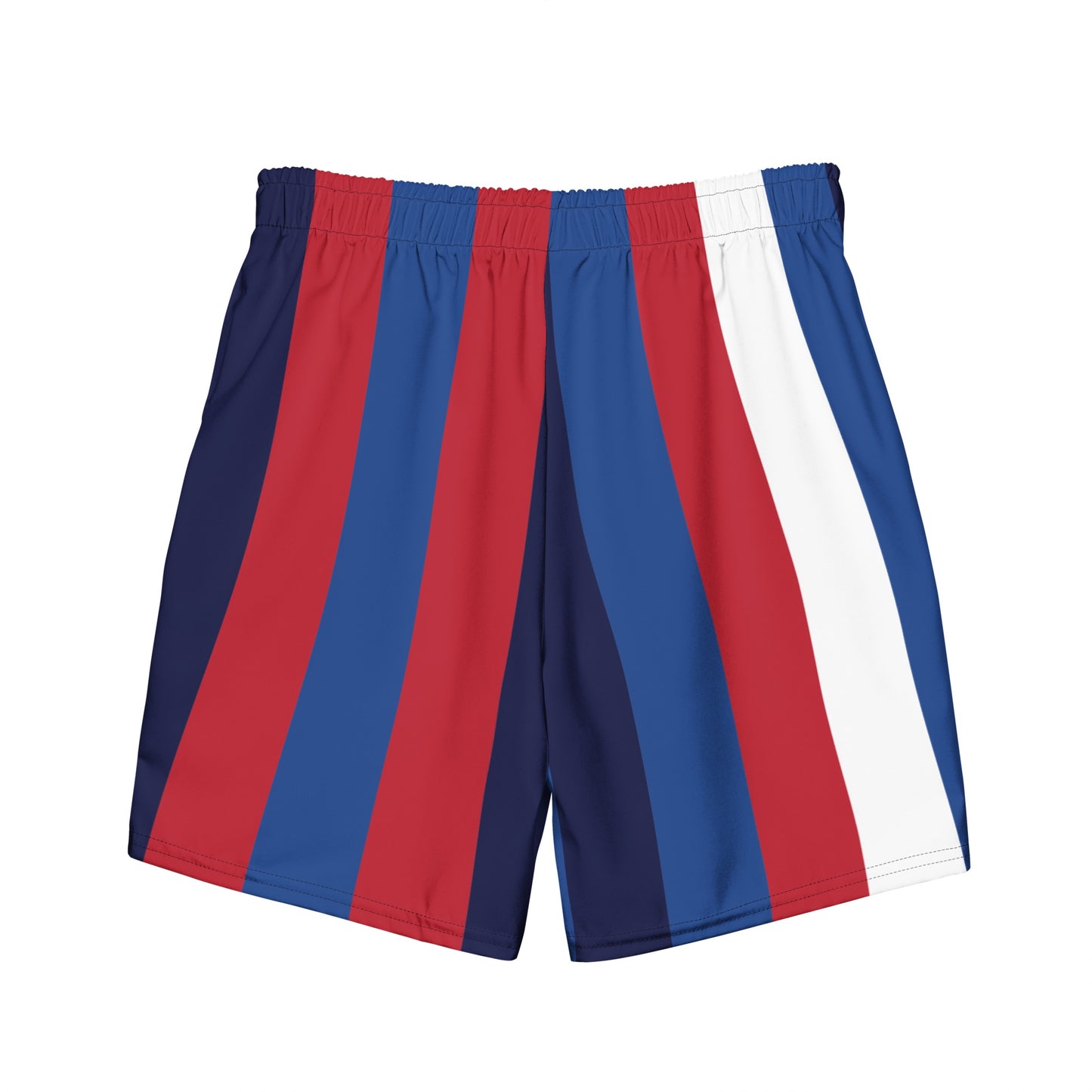 Official FOX News swimwear displayed in a bright, outdoor lifestyle context reflecting American pride.