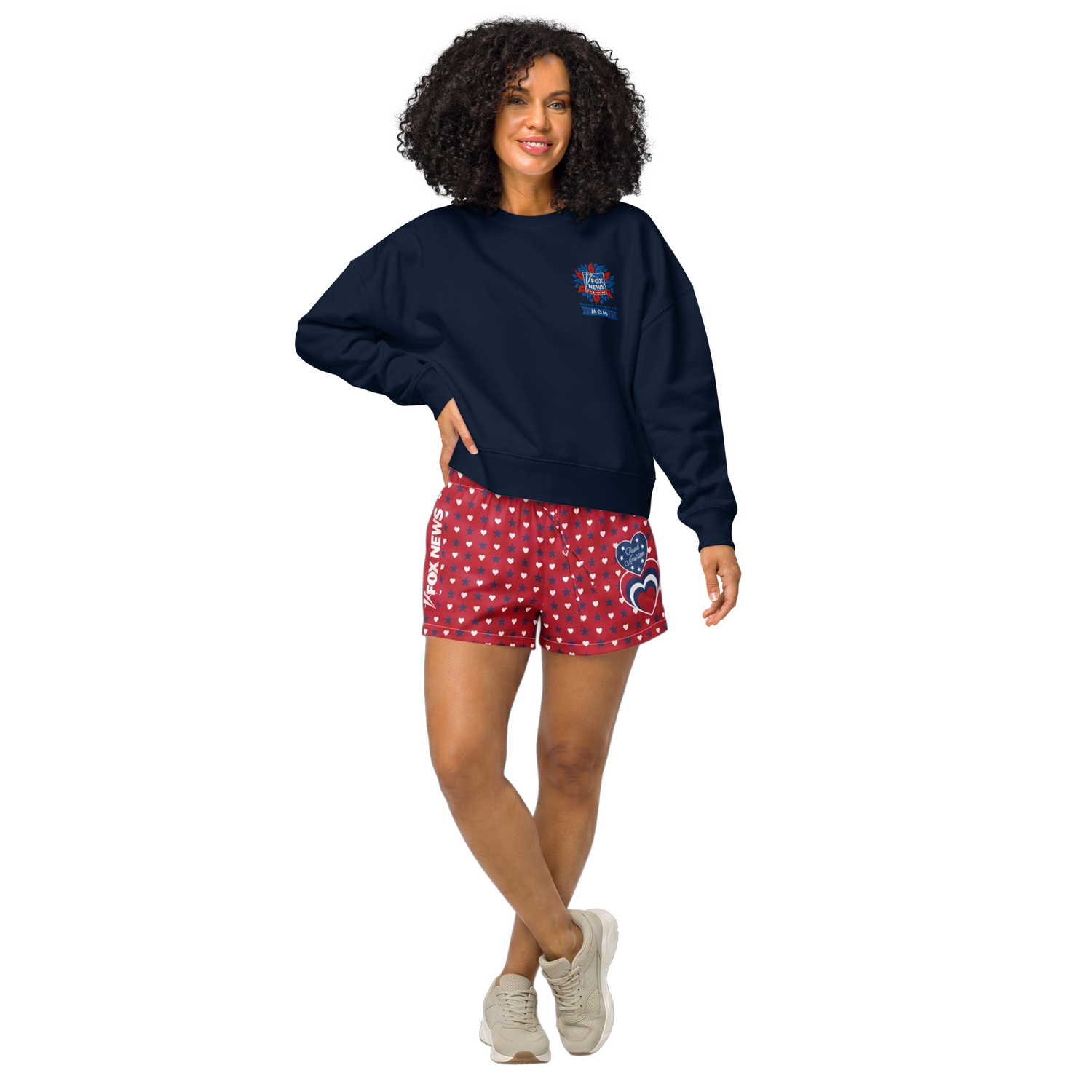 Flat lay presentation of the FOX News Proud American Mom sweatshirt showcasing both color options available.