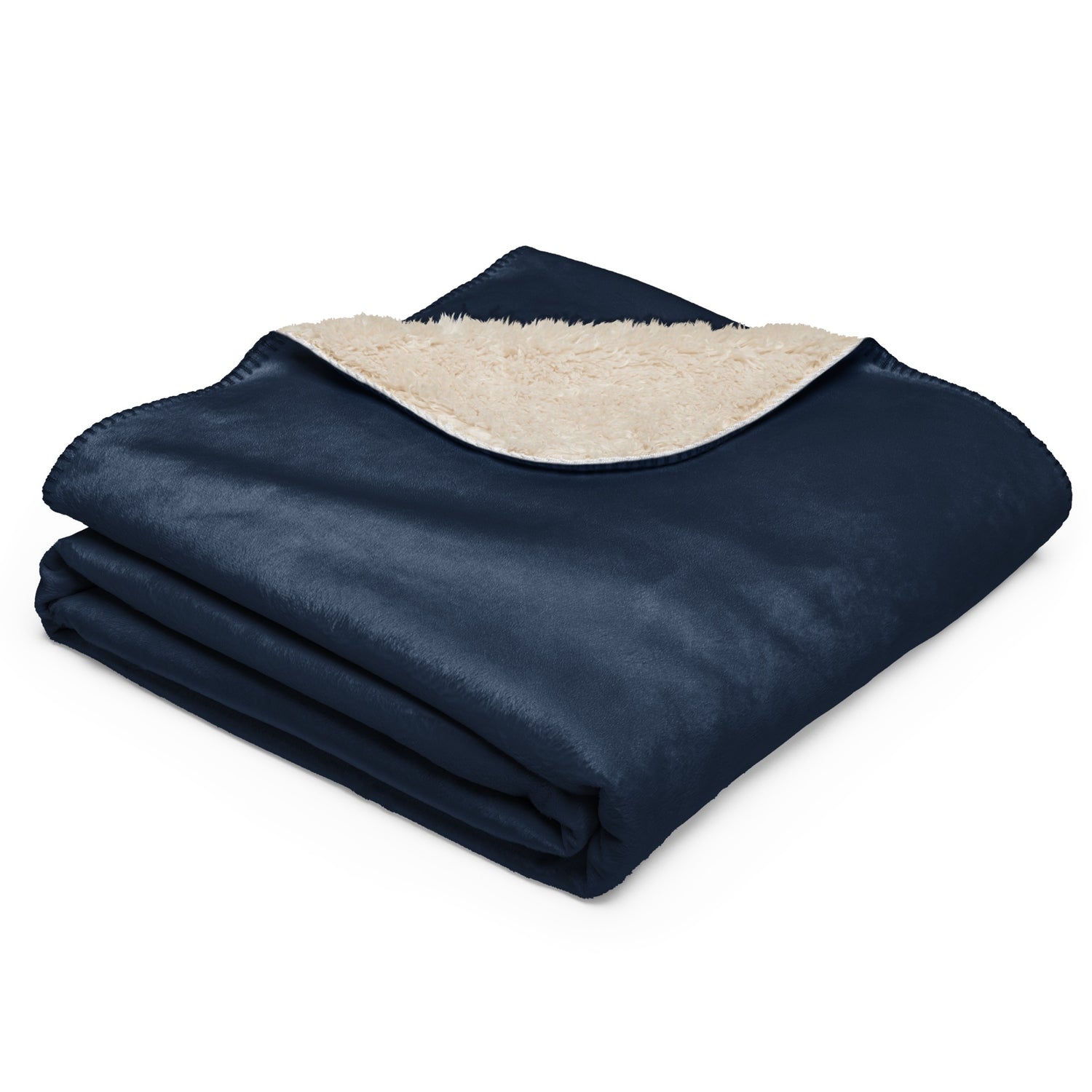 Close-up shot of the crisp FOX Nation logo embroidered on the soft, textured Sherpa fabric of the blanket.