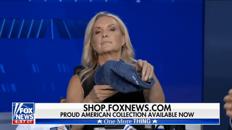 Side view of the durable denim construction and stitching of the FOX News patriotic hat.