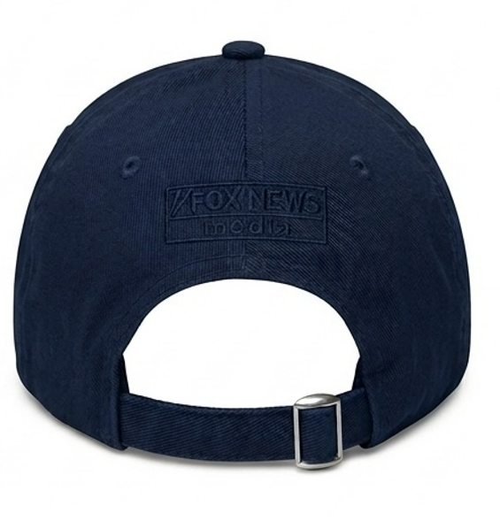 Back view of the FOX News classic hat showing the adjustable metal buckle closure and durable woven fabric