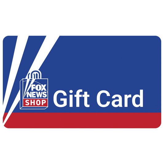 A crisp FOX News Digital Gift Card graphic featuring the iconic FOX News logo against a clean, patriotic red and blue background.-0