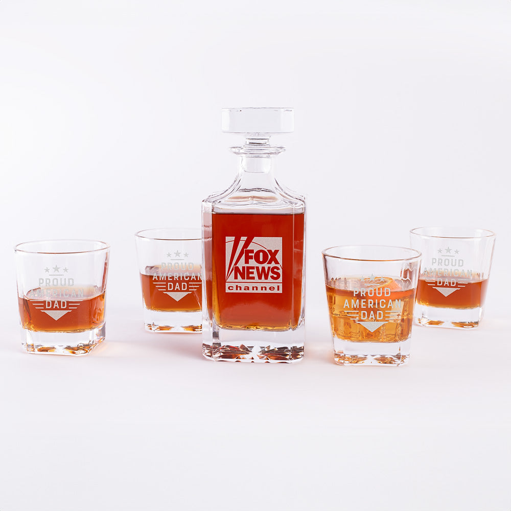 The *FOX News* Proud American Dad Decanter Set packaged and presented as a premium gift for Father's Day.