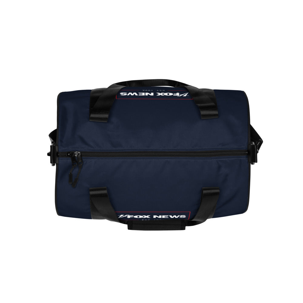 The FOX News gym bag resting on a clean fitness studio floor.