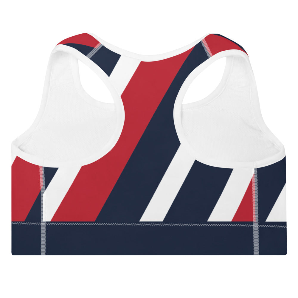 The FOX News logo printed clearly on the front of a high-quality women's sports bra.