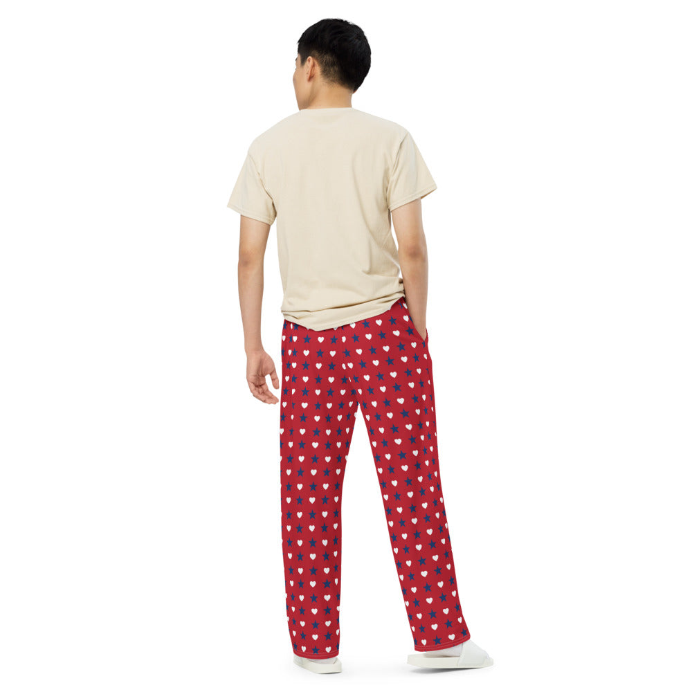 Lifestyle view of comfortable loungewear setting in a suburban American home, featuring the FOX News pajama bottoms.