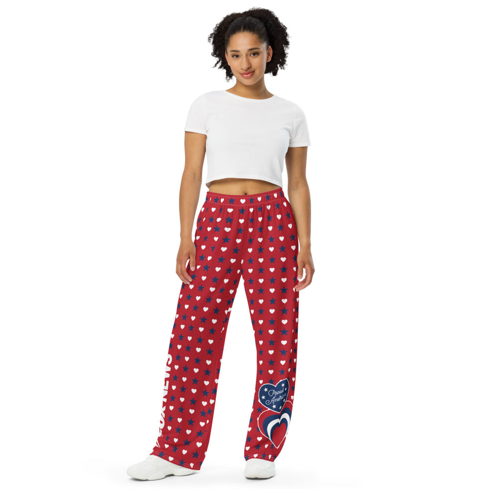 Detailed view of the waistband and fabric texture of the FOX News Proud American lounge pants.