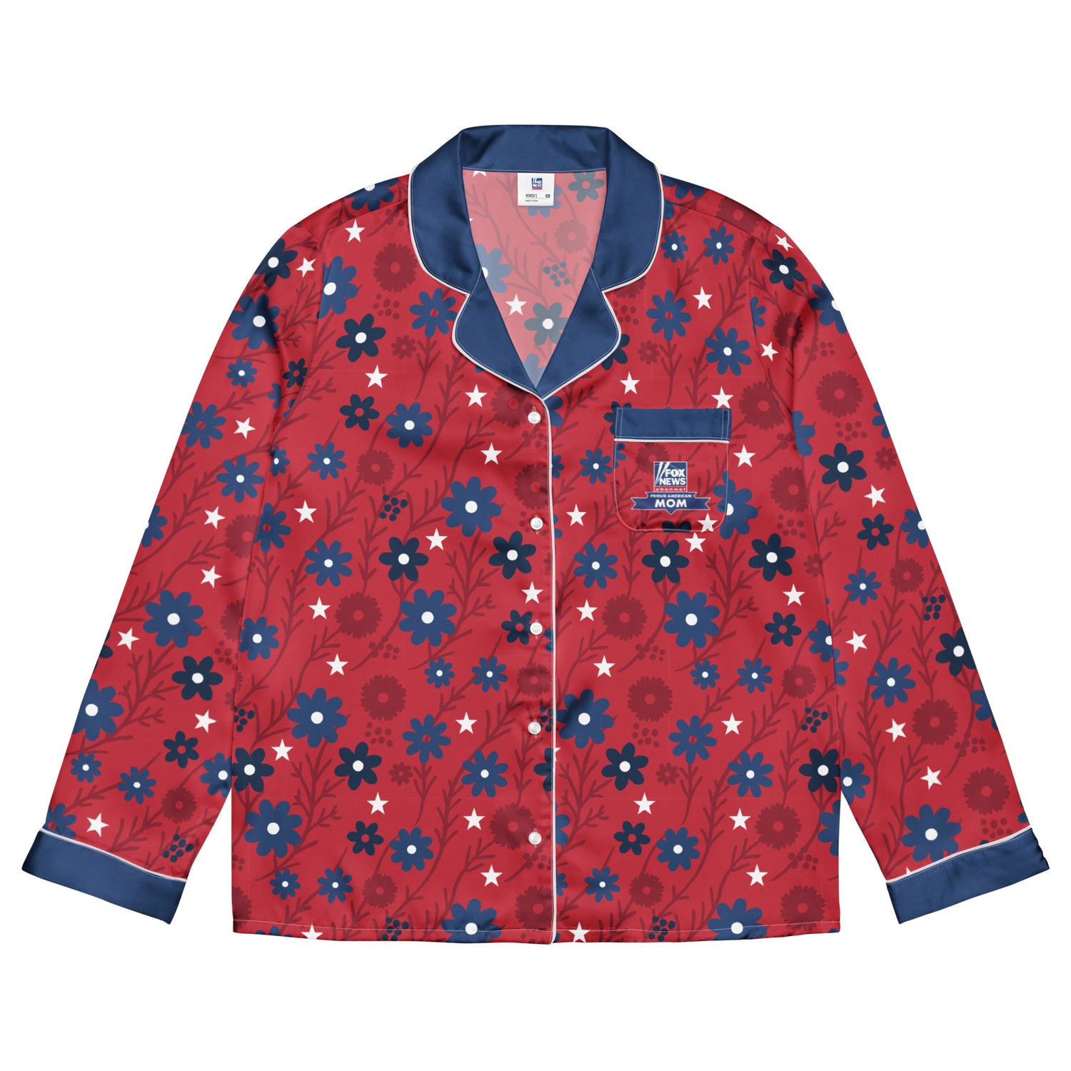 A front view of the *FOX News* *Proud American* Mom Long Sleeve Pajama Top on a clean white background.
