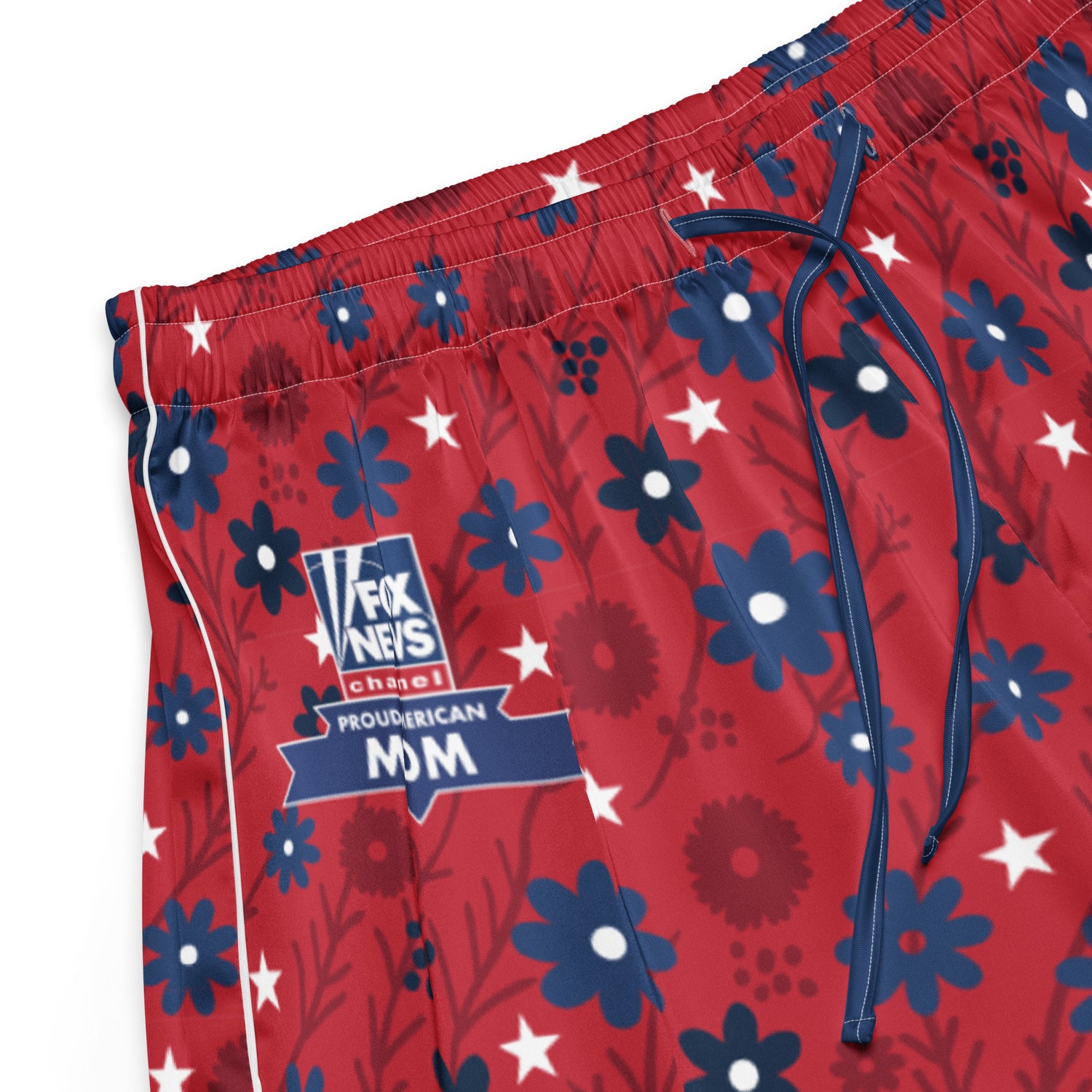 Close-up of the elastic waistband and high-quality stitching on the sleepwear.