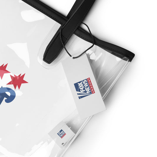 A close-up of the transparent tote showing the high-quality 1776 Proud American graphic and official FOX News logo.