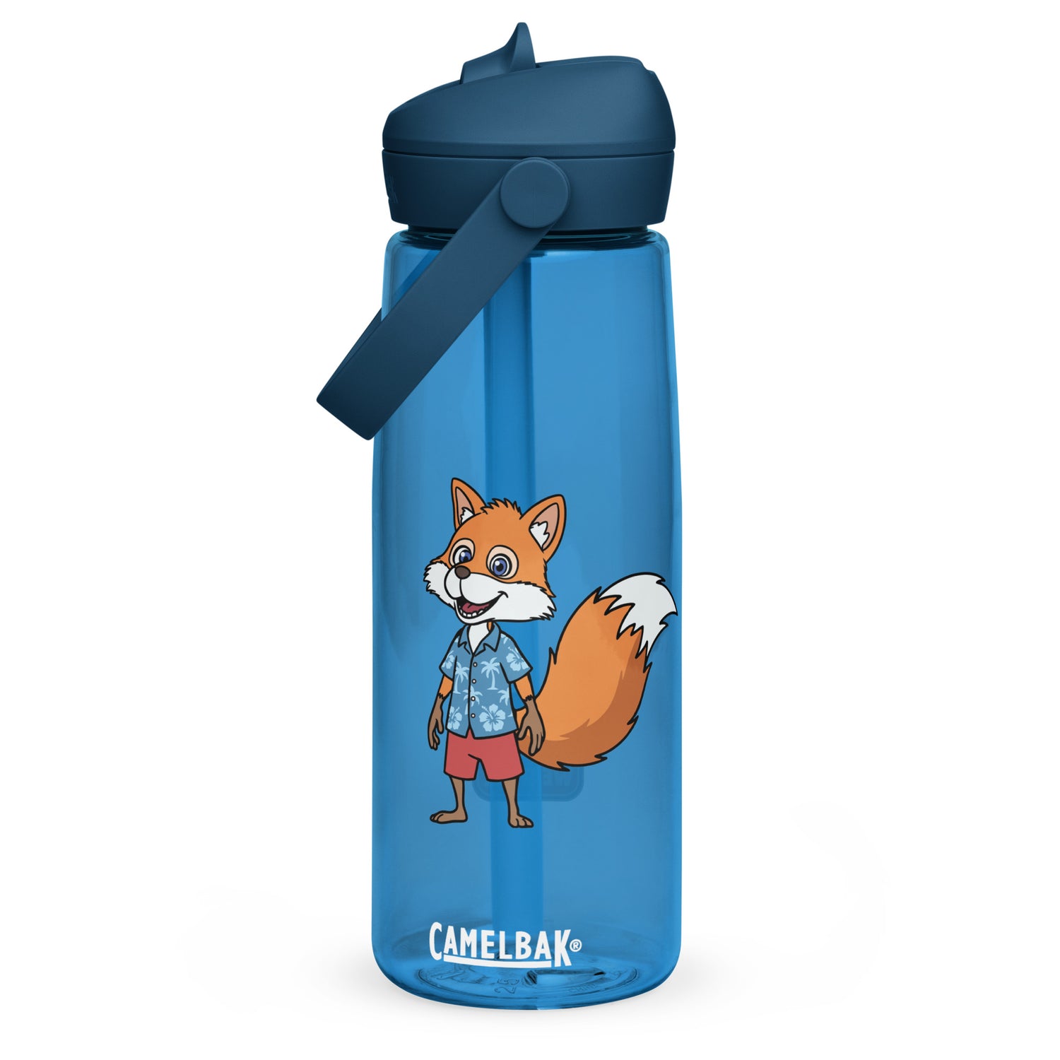 A sleek *FOX Weather* Sonny Camelbak Water Bottle on a clean kitchen counter in a modern American home.