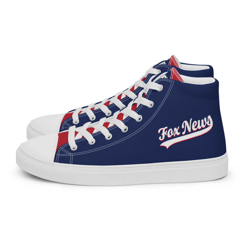 Back view of the men's high top canvas shoes showing the sturdy rubber sole and comfortable collar design.