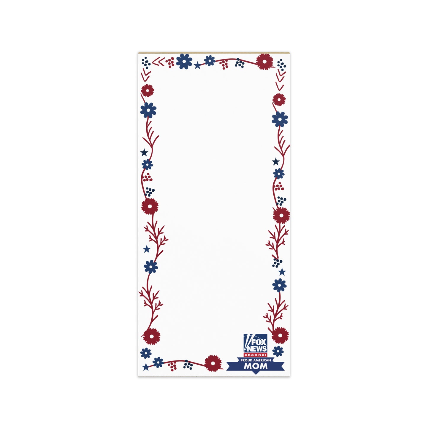 Close-up of the crisp FOX News logo and Proud American Mom design on high-quality stationery.