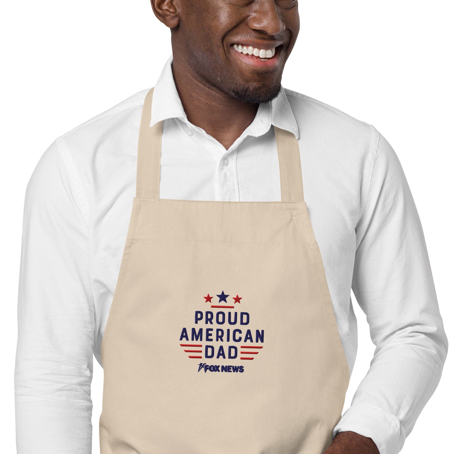 Lifestyle view of the embroidered kitchen accessory in a warm, suburban home setting