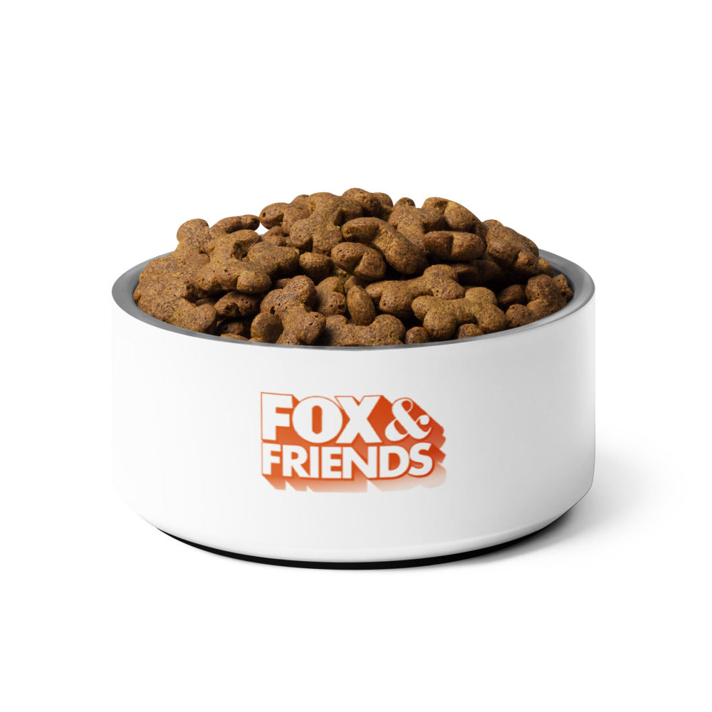 Detailed overhead shot of the FOX & Friends pet bowl highlighting its durable construction.