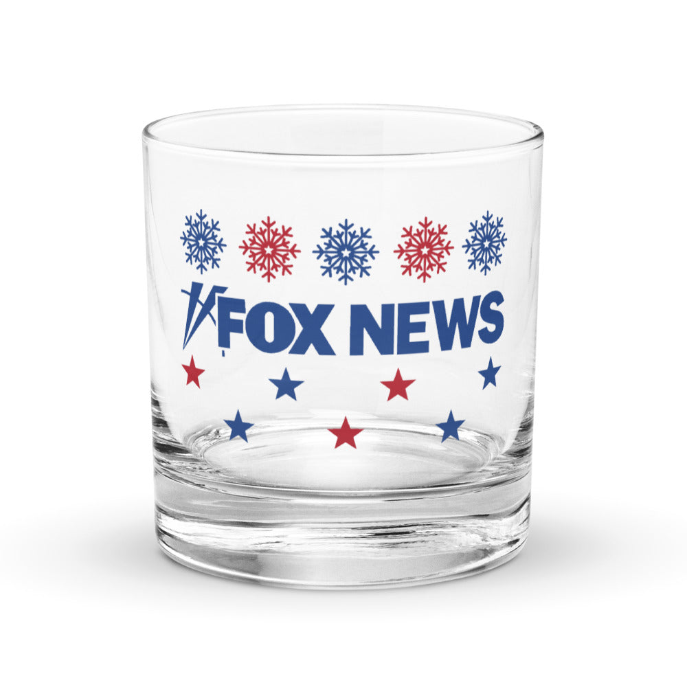 FOX News Holiday Snowflakes Rocks Glass
