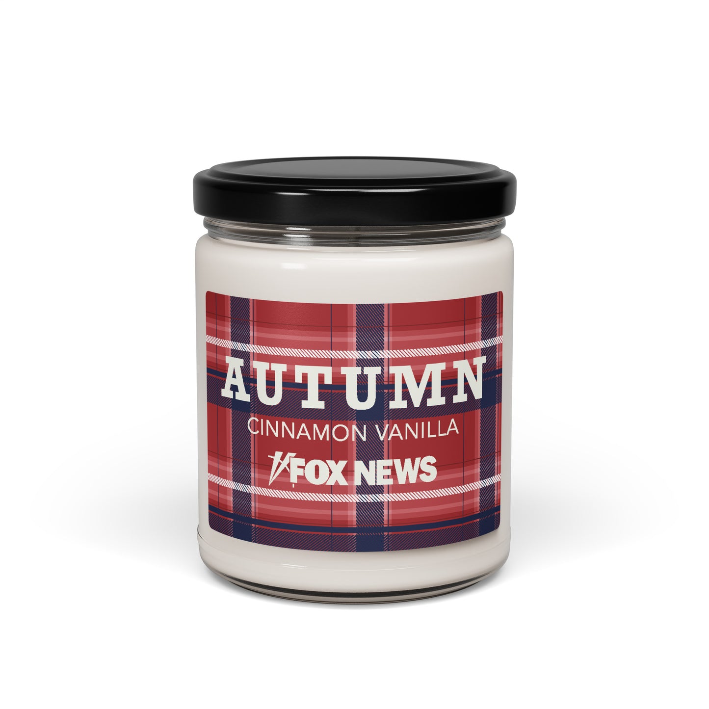The FOX News Autumn Scented Candle in Apple Harvest scent placed in a clean, modern kitchen setting.