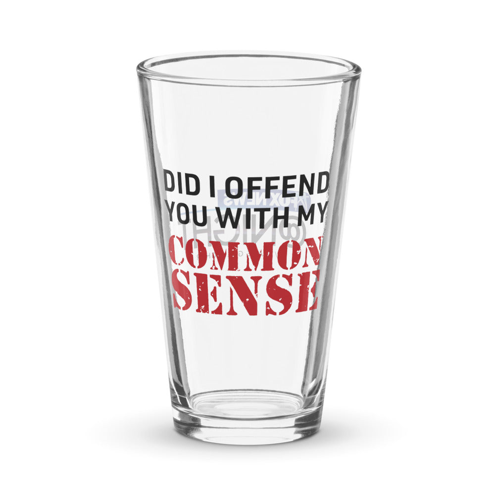 Official FOX News @ Night Common Sense Pint Glass on a clean American kitchen counter.