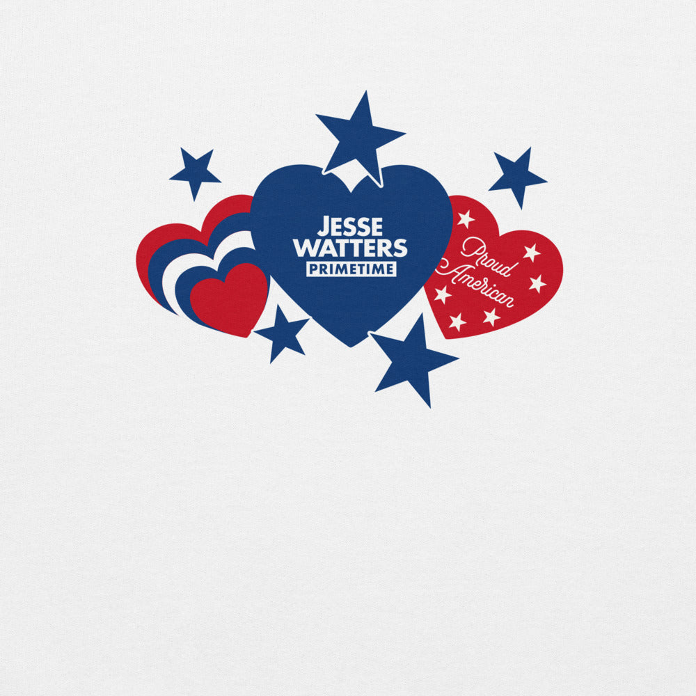 Jesse Watters Primetime Proud American Hearts And Stars Sweatshirt