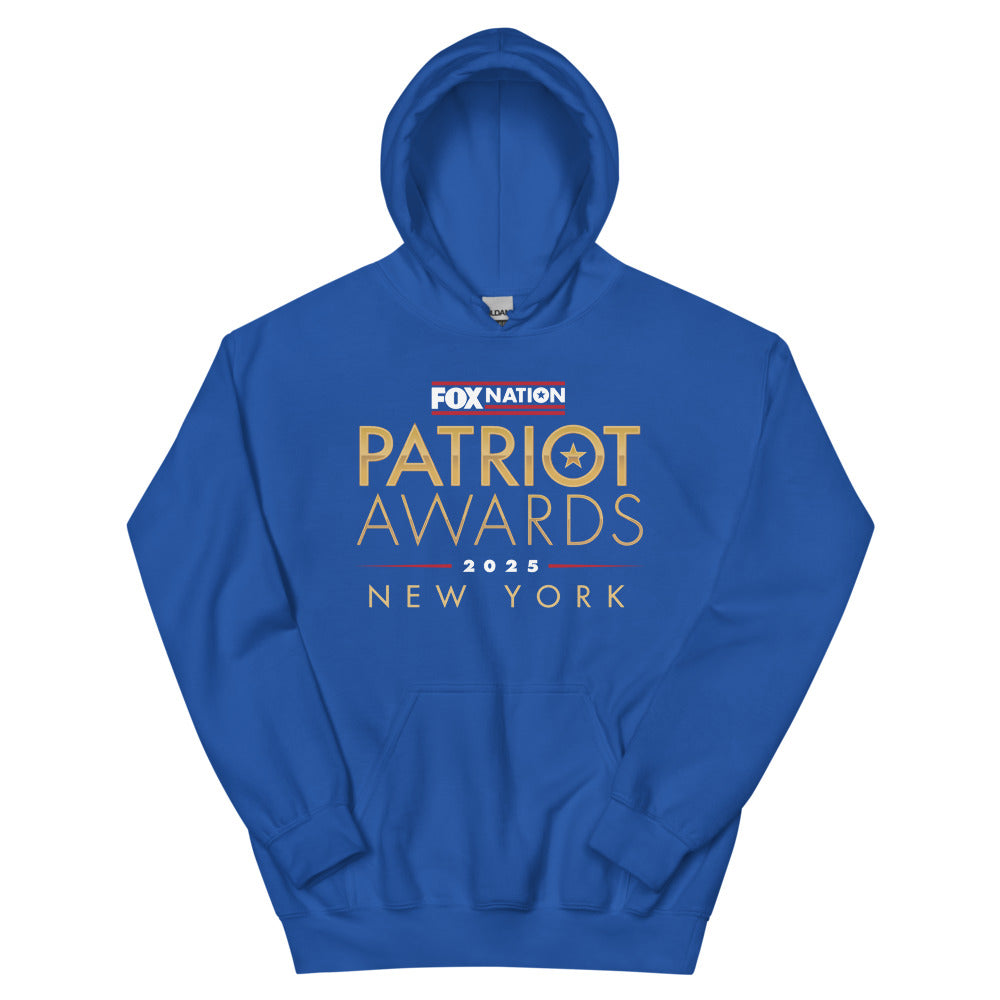 The back view of the FOX Nation Patriot Awards 2025 Hoodie showcasing the clean construction and hood.
