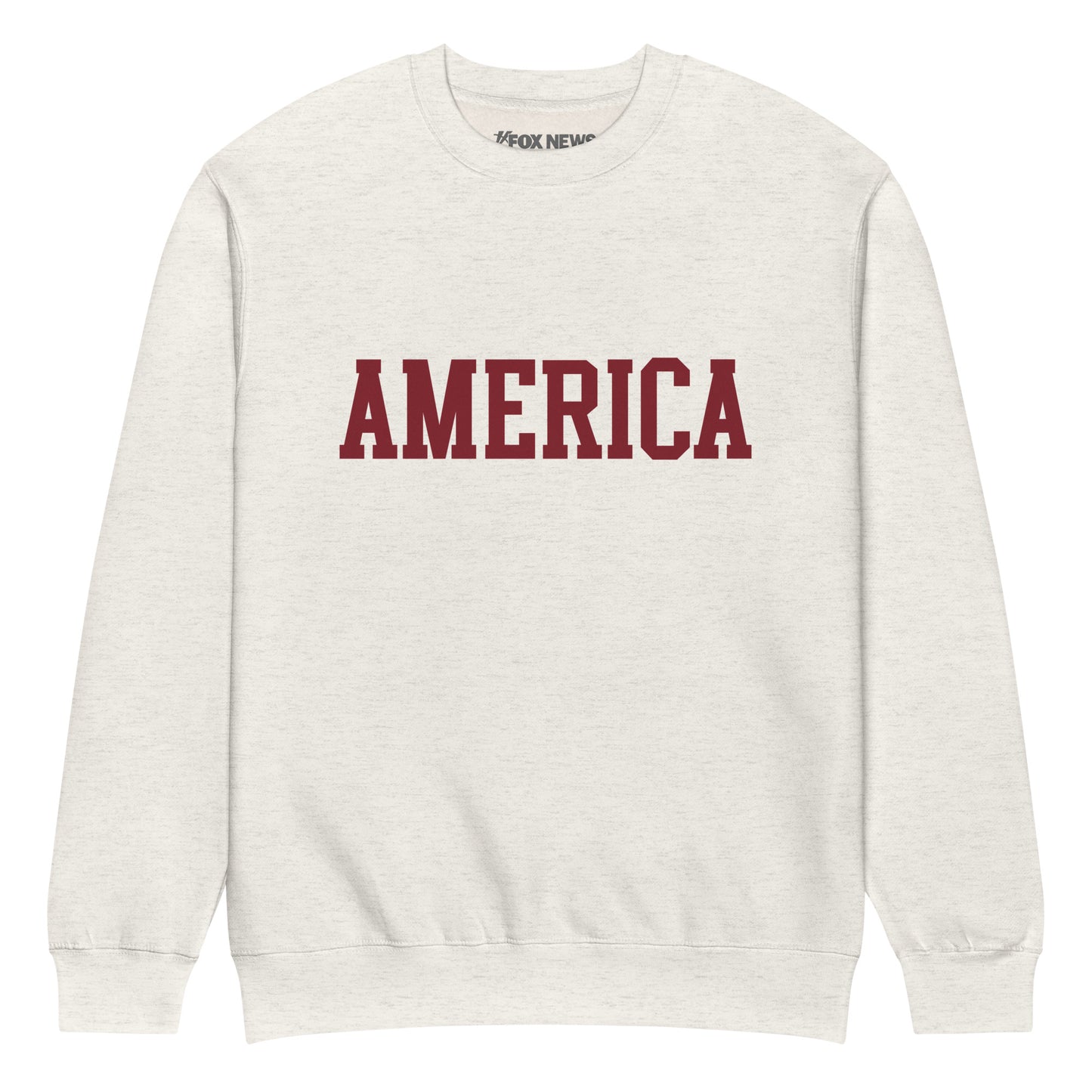 Close-up of the chest graphic showing the American Cowboy artwork and crisp FOX News logo on the sweatshirt