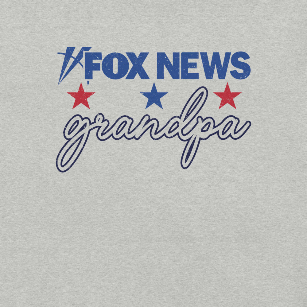 Close-up shot of the FOX News Grandpa T-Shirt showcasing the clean and crisp network logo presentation.