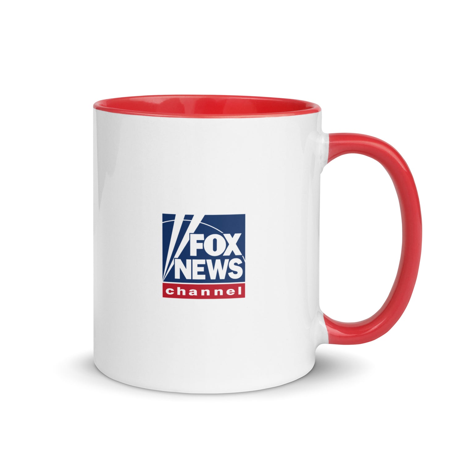 Close-up shot of the FOX News Raising Patriots Two-Tone Mug showcasing the vibrant red and dark blue accents.