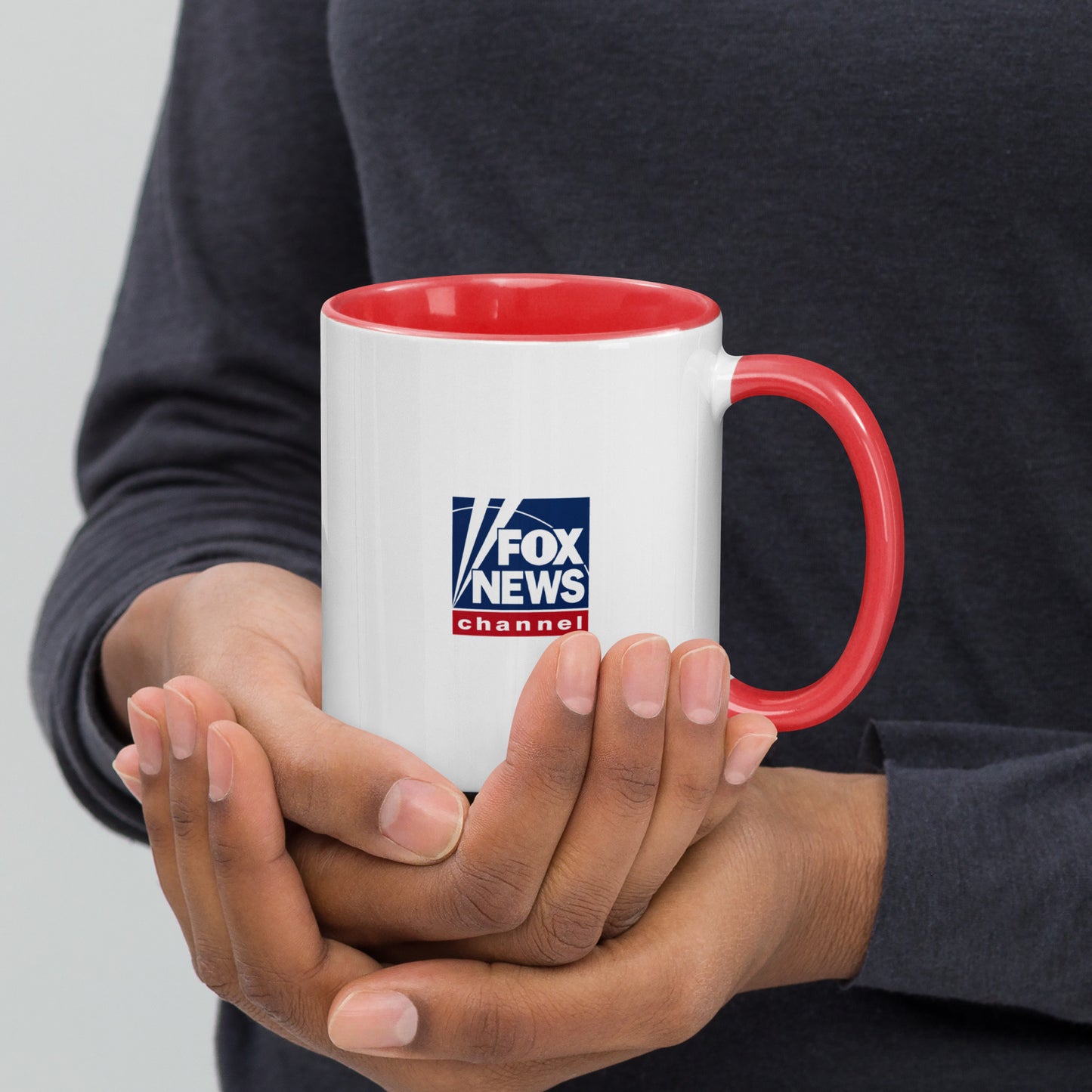 Front-facing view of the official FOX News Raising Patriots Two-Tone Mug emphasizing its bold patriotic design.