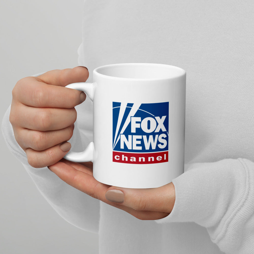 Close-up of the sturdy handle and smooth finish of the *FOX News* drinkware.