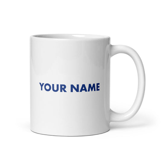 Close up of the 15 oz *FOX News* *Special Report* mug highlighting the sharp logo graphics and personalized name field.