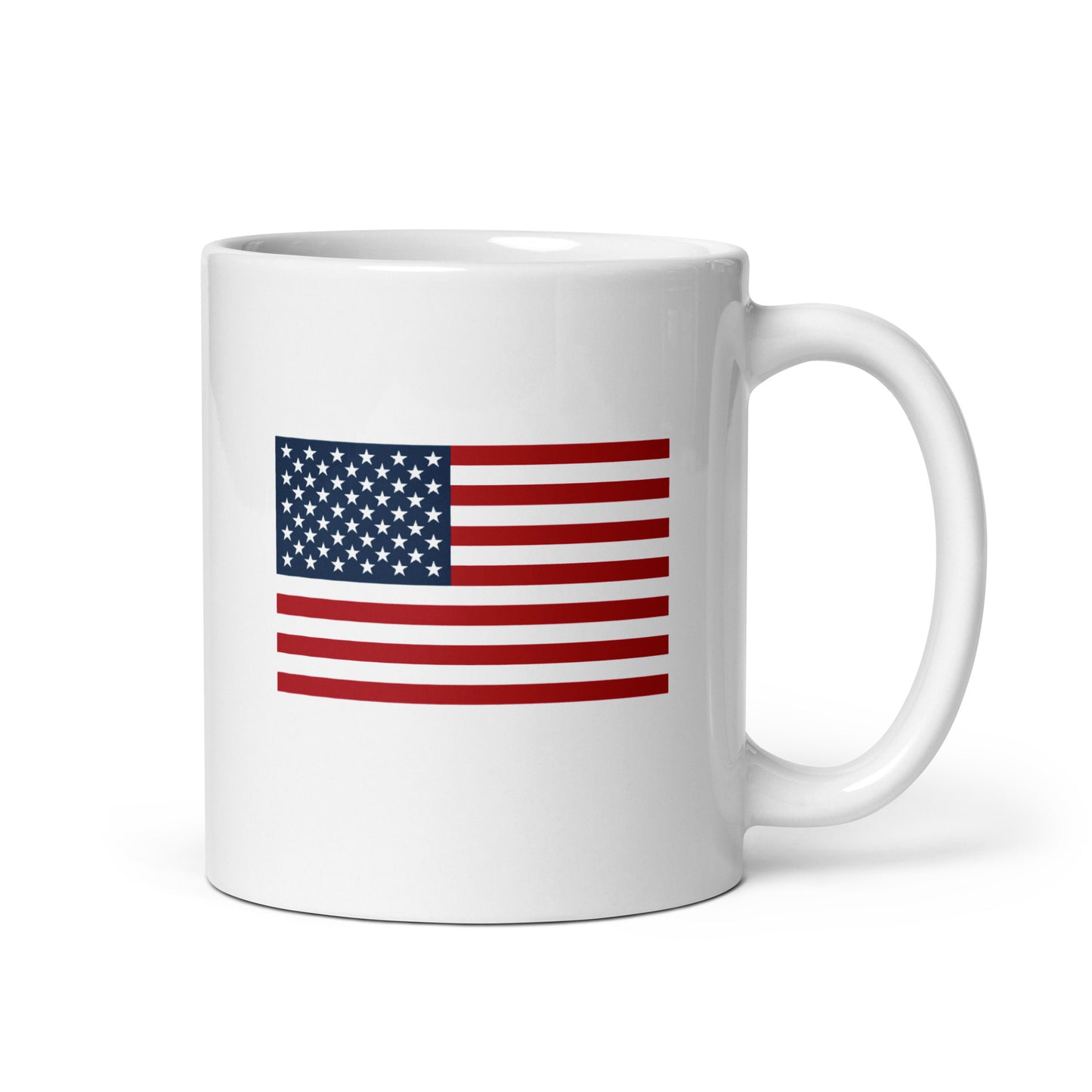 Close-up view of the America Looks Good On Me graphic and FOX News branding on the ceramic mug