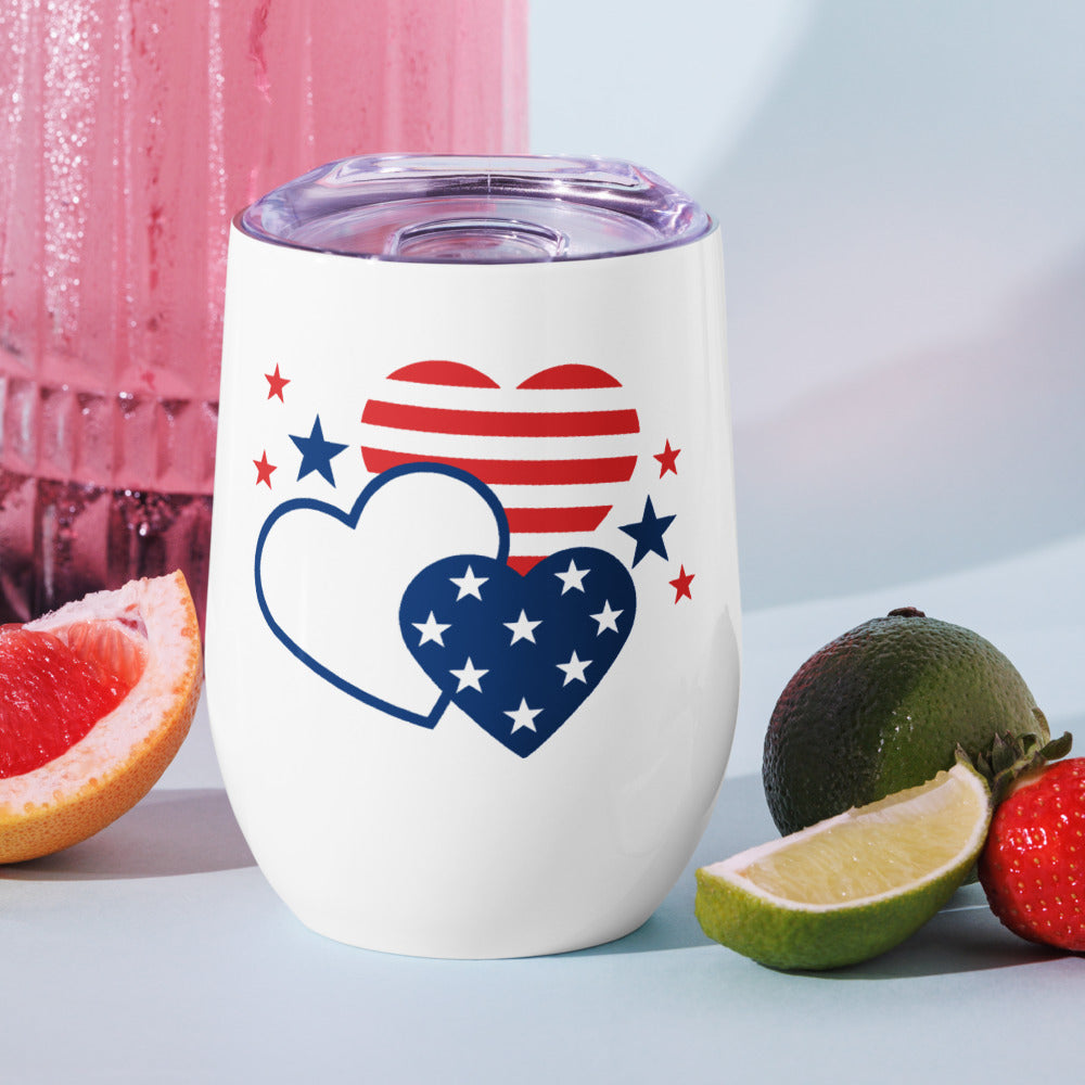 Lifestyle product shot of the Jesse Watters Primetime tumbler positioned next to morning coffee in a comfortable American home setting.