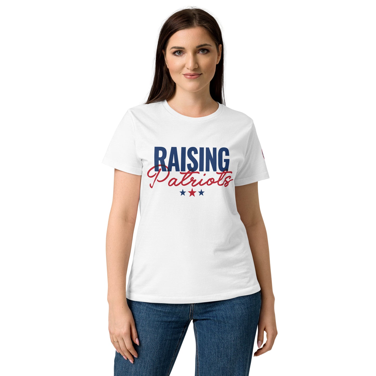 A loyal viewer smiling while wearing the FOX News Raising Patriots shirt during a morning coffee session.